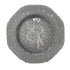 CHARGER PLATE - SILVER GRAIN: A 33cm round decorative plate with a metallic-silver finish and intricate concentric patterns, ideal for elevating elegant table settings.