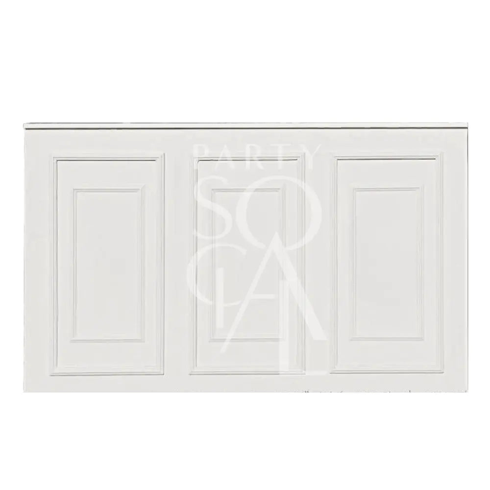 Classic Bar Unit with three recessed panels, beveled edges, and a sleek white finish, ideal for luxury event settings.