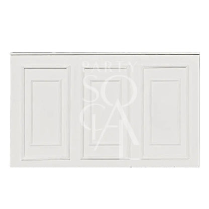 Classic Bar Unit with three recessed panels, beveled edges, and a sleek white finish, ideal for luxury event settings.