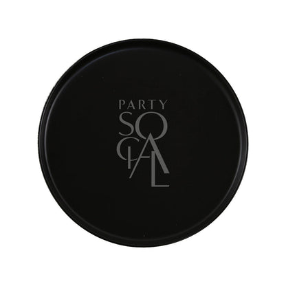 CERAMIC PLATES - BLACK: A sleek black ceramic plate featuring a subtle logo, ideal for elevating any event setting with elegance and style.