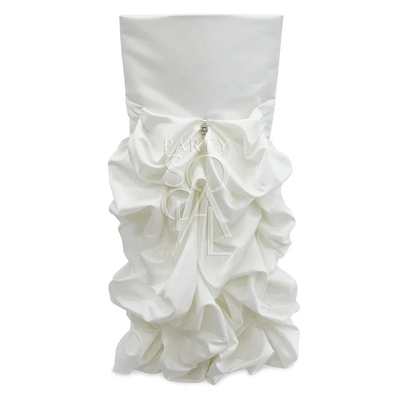 CHAIR COVER OFF WHITE SATIN DRAPED CHAMELEON