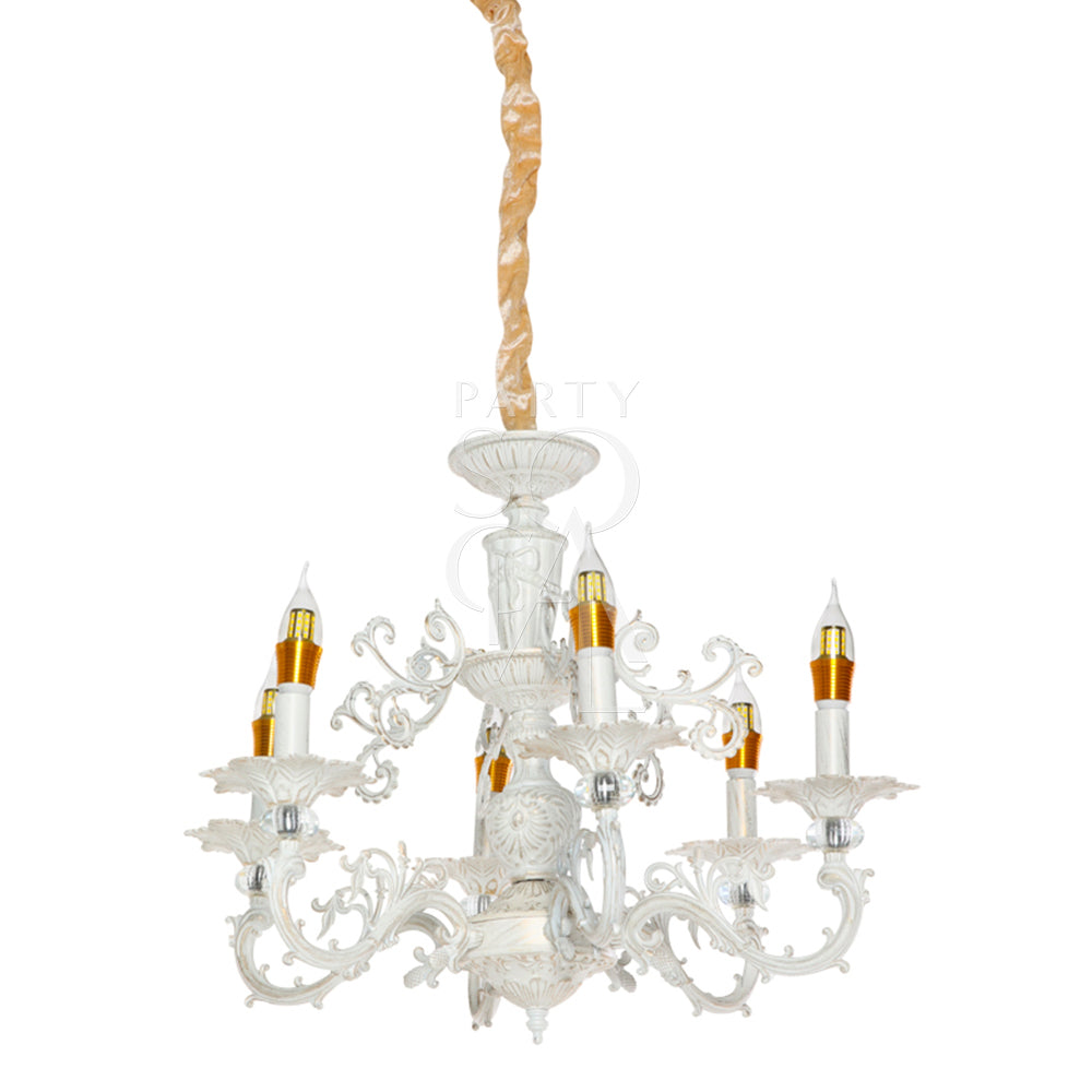 Crystal Chandelier with gold accents, ideal for creating a classy ambiance at events, featuring elegant lighting and superior design elements.