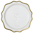 Charger Plate - Lotus, a white plate with gold trim, ideal for luxurious table settings, from Party Social&