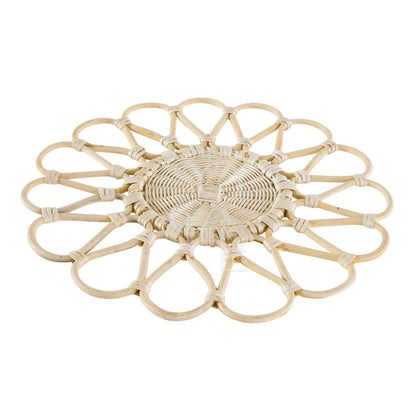 Charger Plate - Rattan White Wash Weave, a circular wicker design ideal for rustic or boho-themed events, enhancing tablescapes with organic charm.