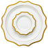 White Lotus Collection: Set of three nested, scallop-edged porcelain plates with gold-trimmed rims, ideal for elegant dining settings.