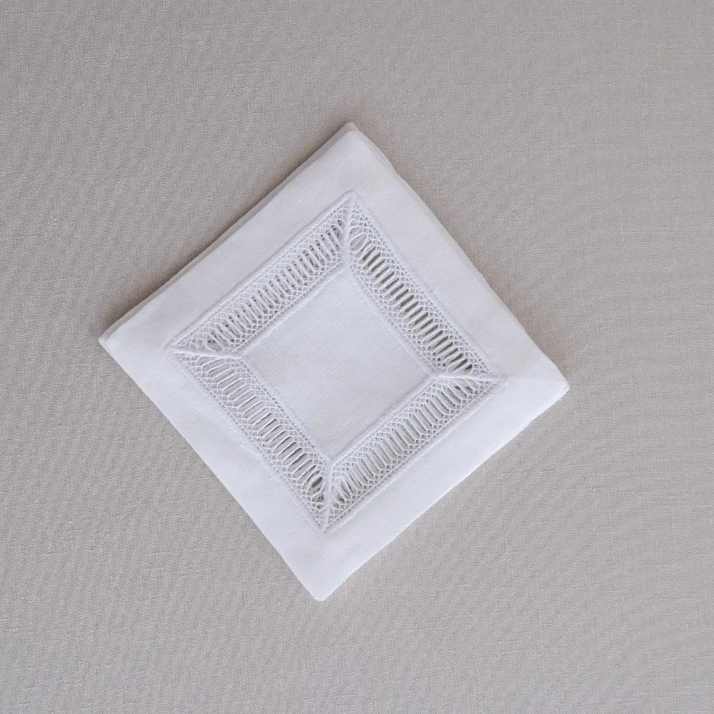 Classic Border Pure Linen Coaster- 4 per pack