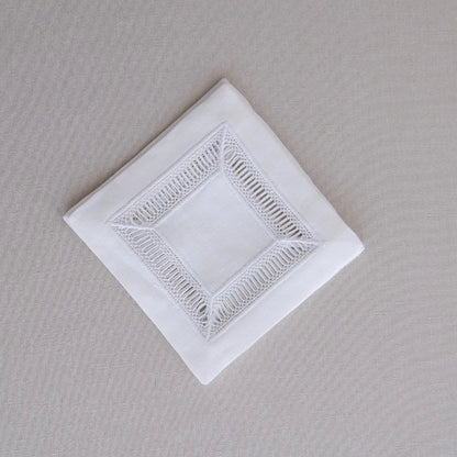 Classic Border Pure Linen Coaster- 4 per pack