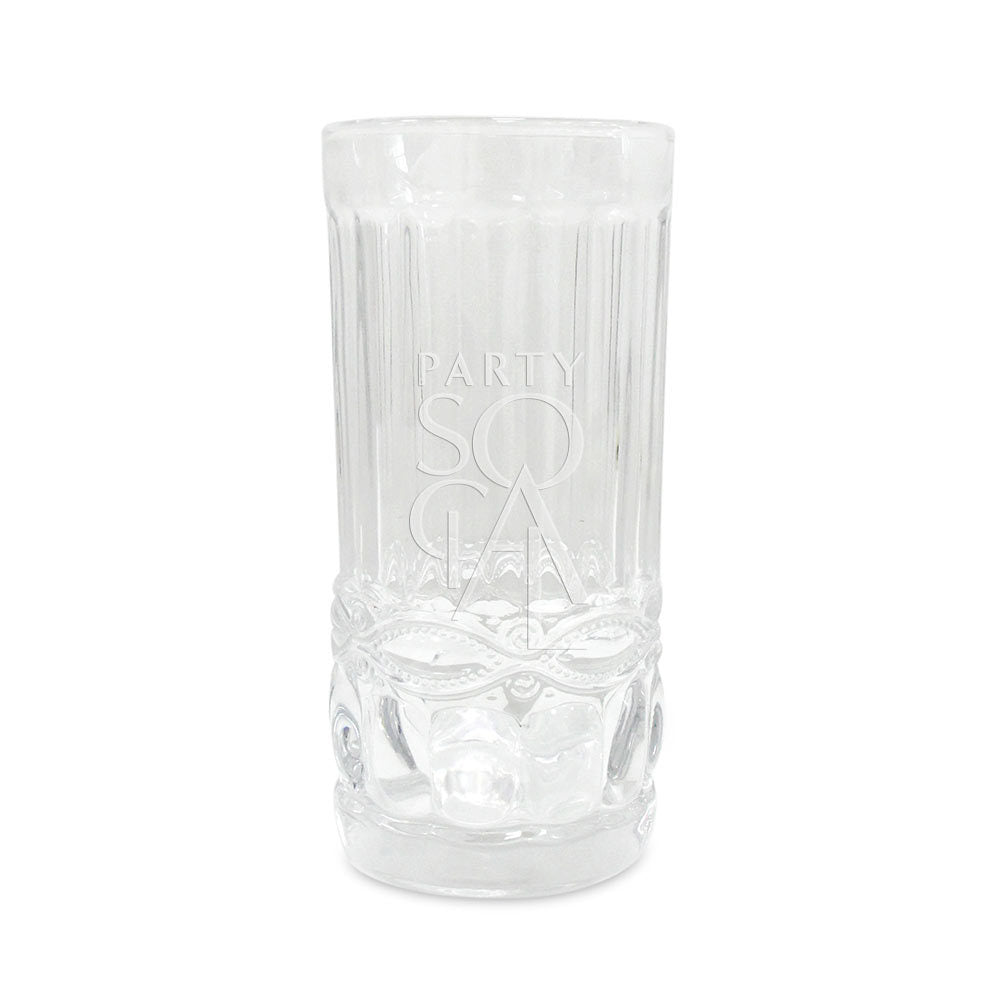 Vintage clear tumbler showcasing an elegant design, perfect for enhancing any dining table setting. Ideal for parties or events, complements both vintage and modern themes.