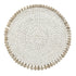 Coastal Shell Round Placemat – Set of 4, featuring a woven natural-fiber design with a cowrie shell border, ideal for enhancing coastal and summer-themed table settings.