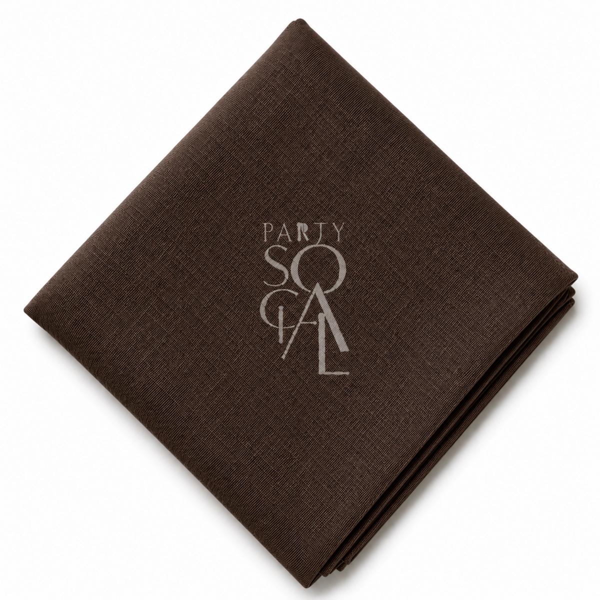 A square coffee brown linen napkin displayed diagonally on a clean white background.
