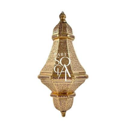 Cone Moroccan Hanging Pendant, featuring intricate rose gold designs, suitable for candle lighting, ideal for adding elegance to any event setting.