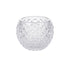 CRYSTAL TEA LIGHT CANDLE HOLDER with diamond-cut texture, ideal for elegant events. Perfect for tabletop decor. Candles sold separately. Dimensions: 6cm H x 6.5cm Dia.