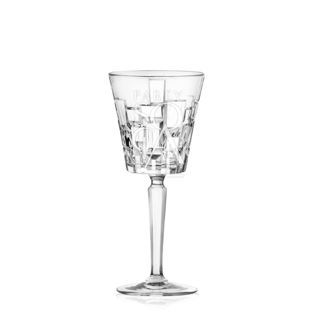 Crystal Mykonos Glasses, elegant stemware perfect for premium events, featuring a refined design ideal for enhancing any styled dinner party or special occasion.