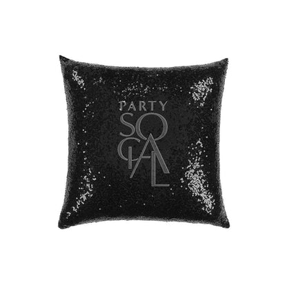 CUSHION COVER SEQUIN: Black sequin throw pillow, 40cm x 40cm, perfect for adding a touch of elegance to any party or event setting.