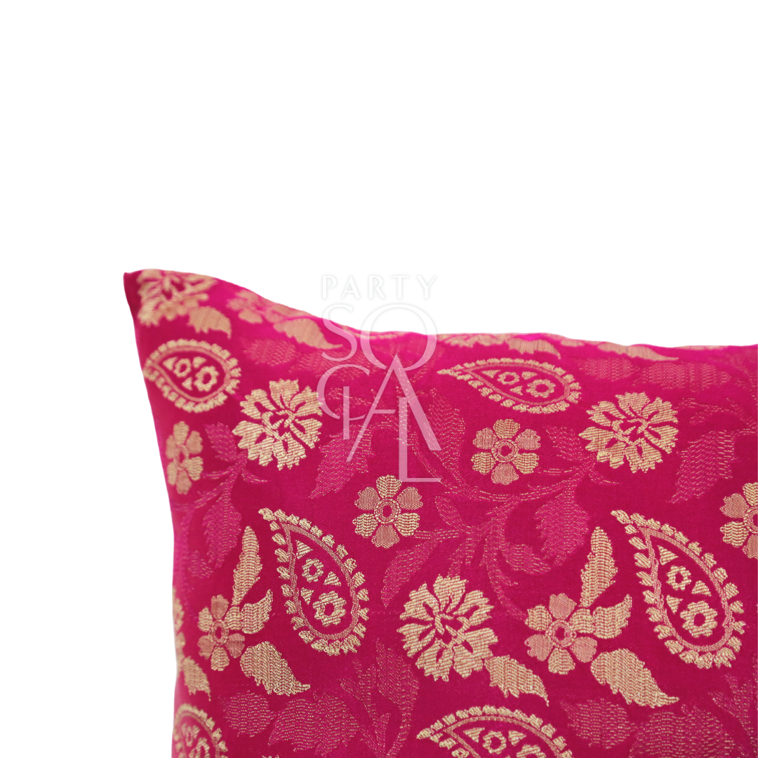 CUSHION COVER BROCADE in premium brocade fabric, offering a textured pattern, perfect for adding elegance to any event setting.