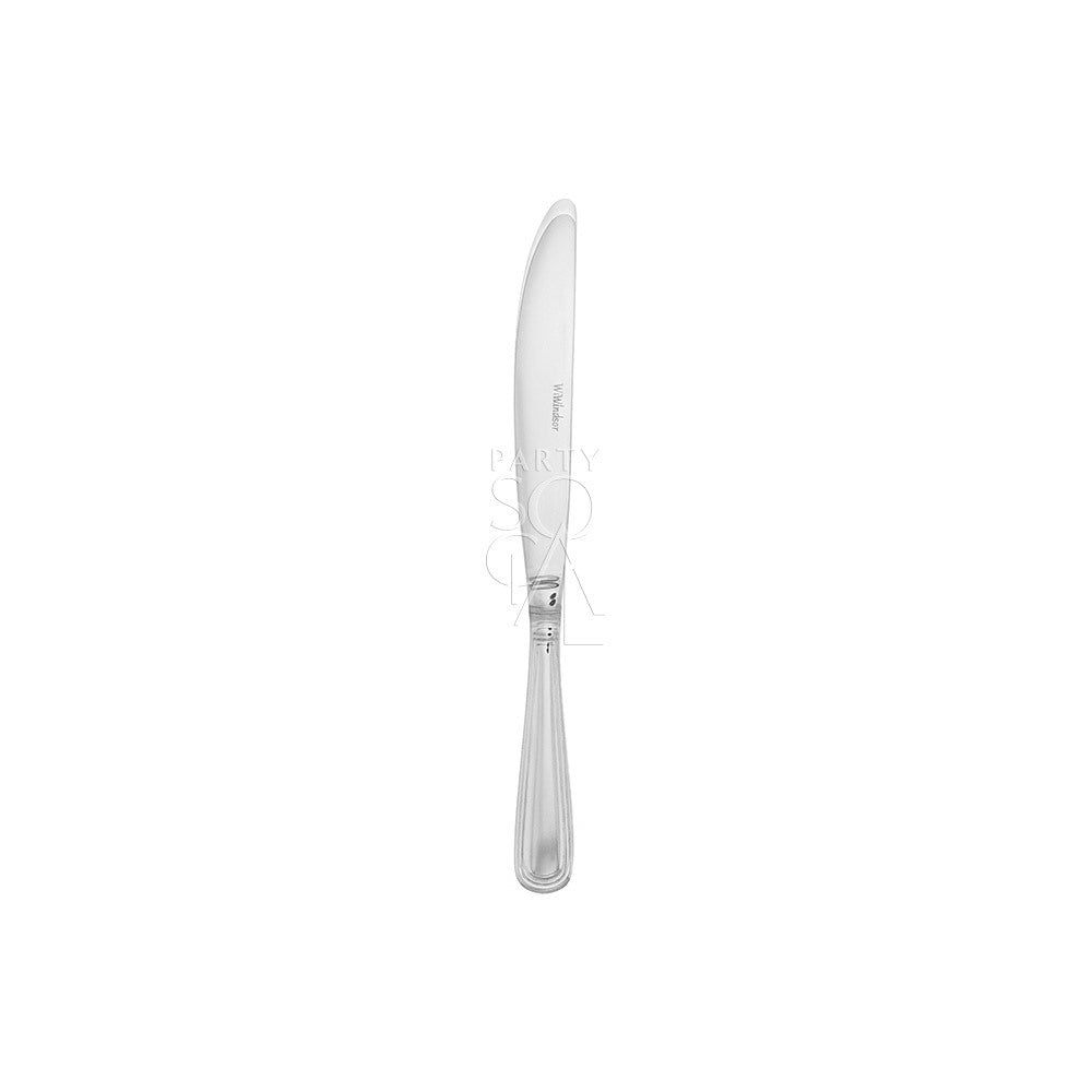 Close-up of CUTLERY SIMPLE SILVER knife, part of a durable flatware set available at Party Social, ideal for enhancing any table setting.