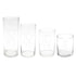 A group of elegant cylinder glass vases, perfect for brightening tables or consoles. Versatile sizes available: Extra Small, Small, Medium, Large. Candles sold separately. Tableware from Party Social Dubai.