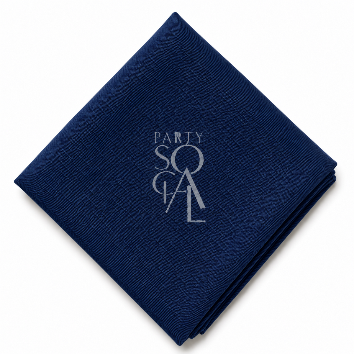 A square Dark Blue linen napkin displayed diagonally on a clean white background.
