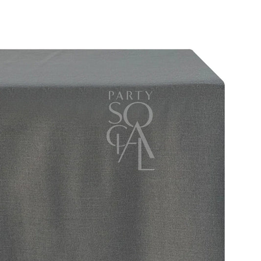 RECTANGULAR TABLECLOTH LINEN BLEND featuring a subtle logo, ideal for special occasions from Party Social's premium event essentials.