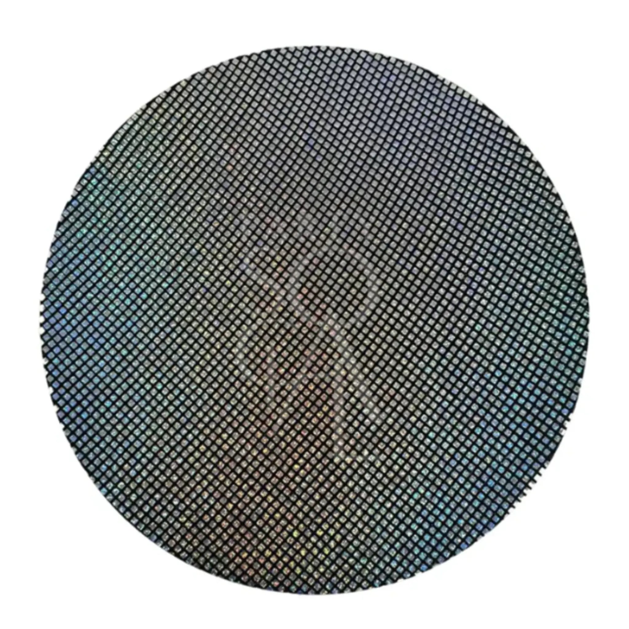 Disco Round Placemat featuring a distinctive grid pattern, resembling a semiconductor wafer, ideal for enhancing elegance at events by Party Social.
