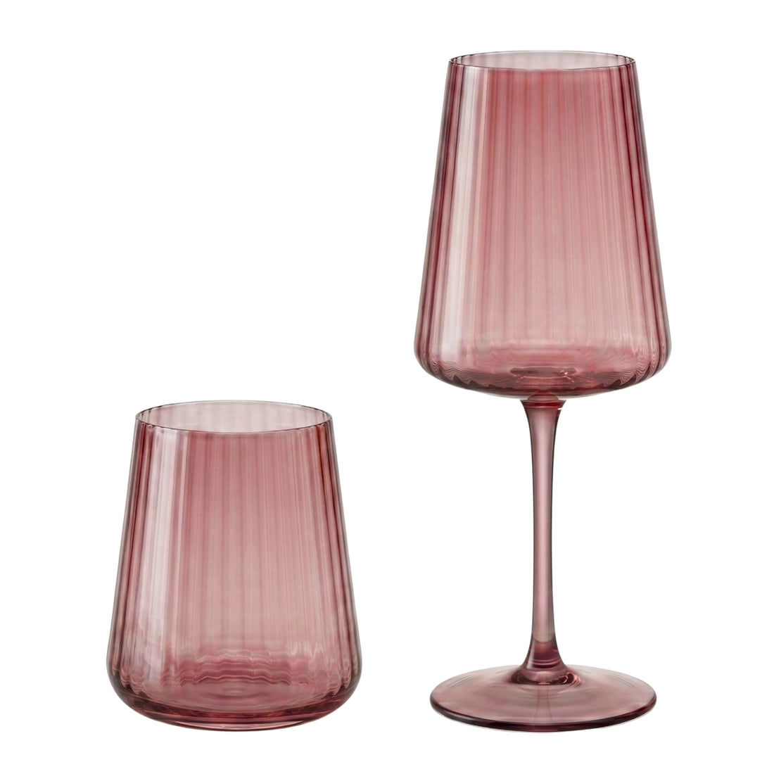Dusty Rose Lined Glassware Collection