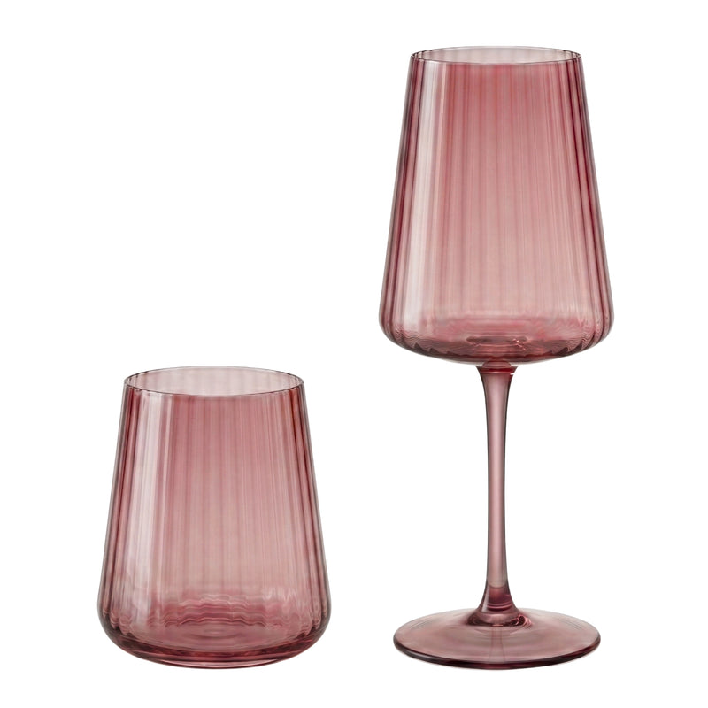 Dusty Rose Lined Glassware Collection