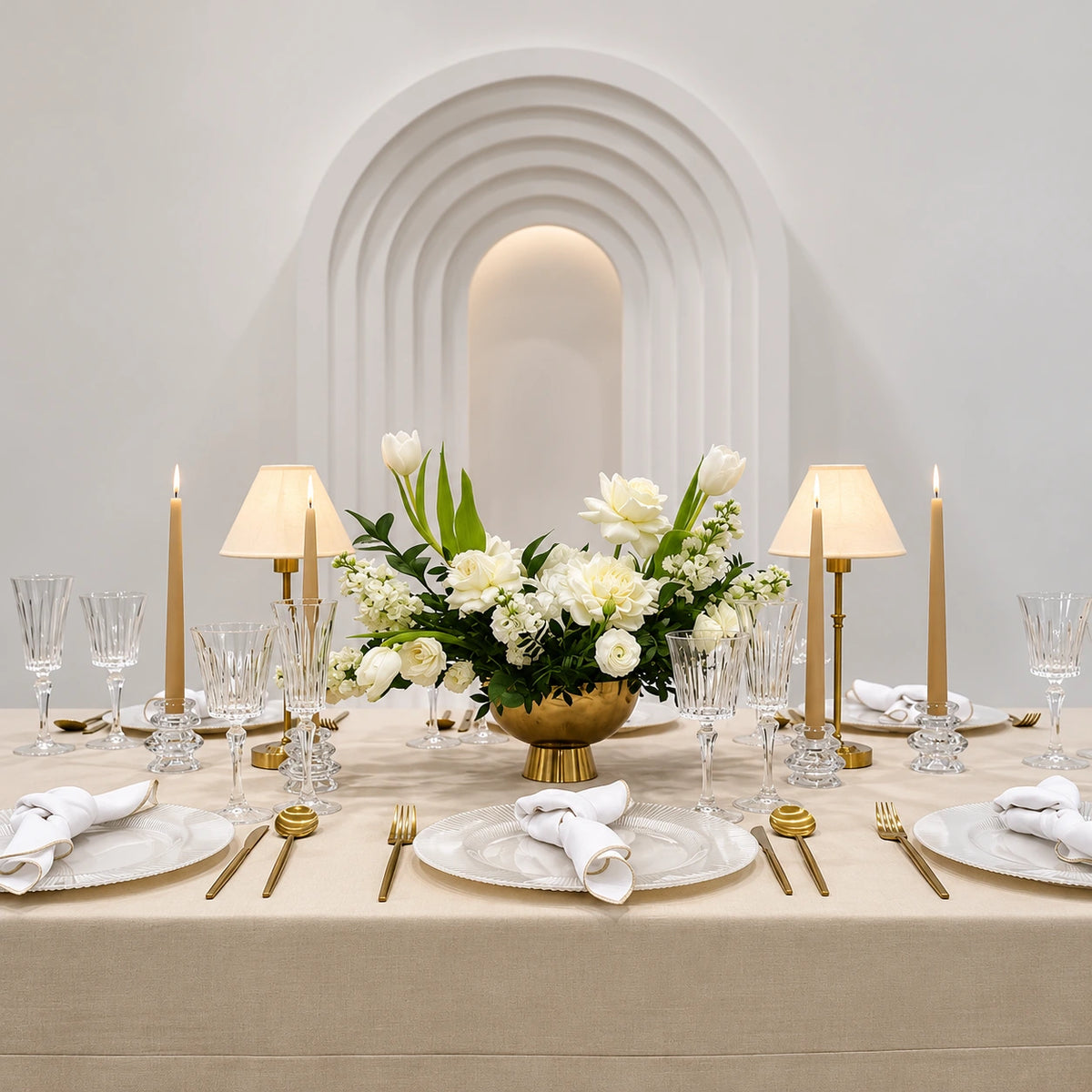 Sand Elegance Dinner Table Setup