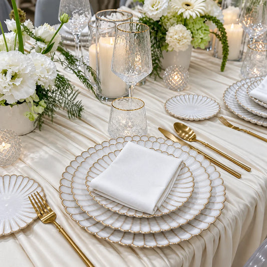 Classic Cream Dinner Table Setup for rent in Dubai – alternate view