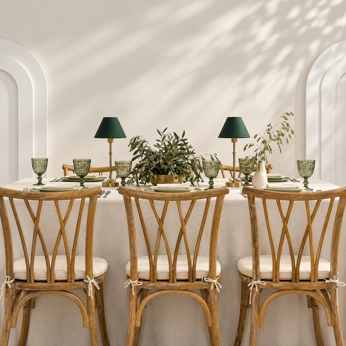 Serene Green Dinner Table Setup