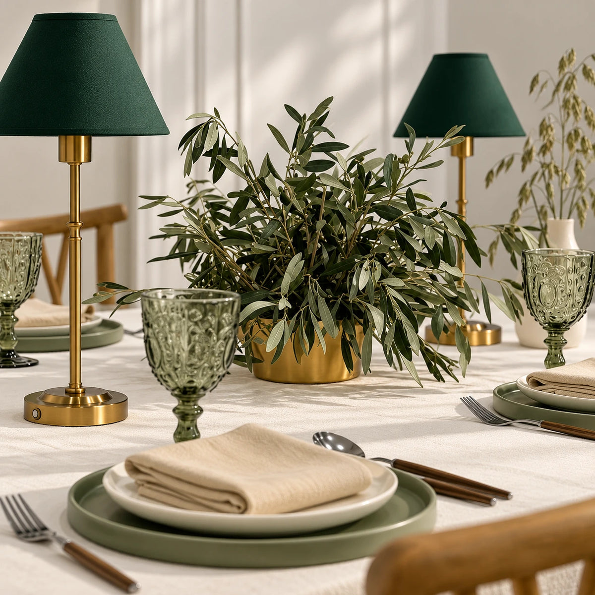 Serene Green Dinner Table Setup