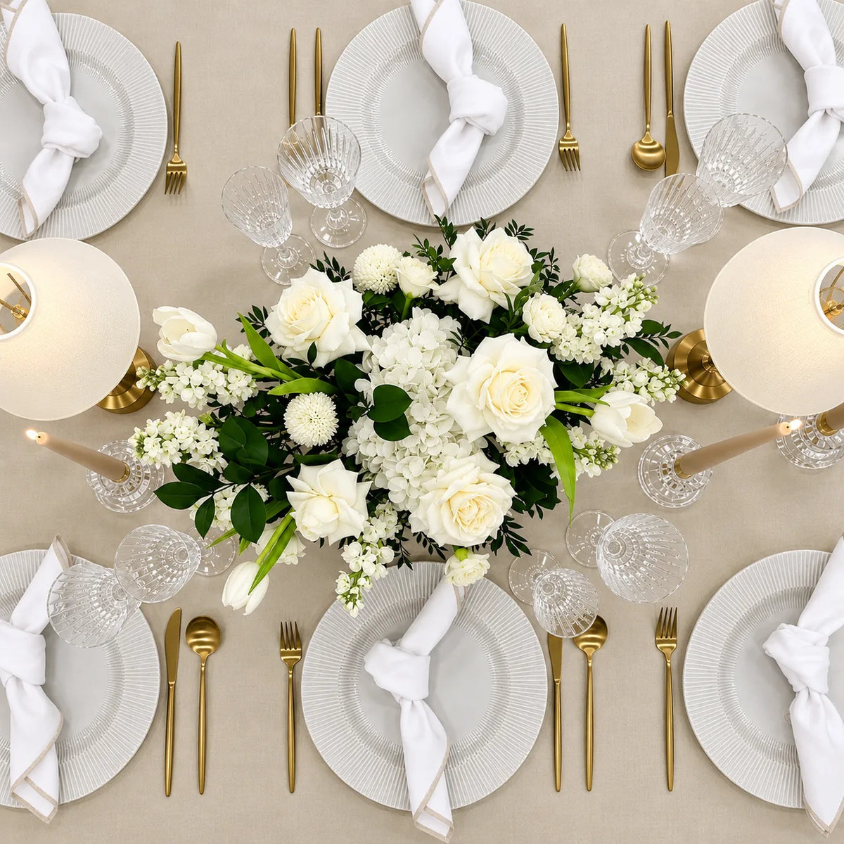 Sand Elegance Dinner Table Setup