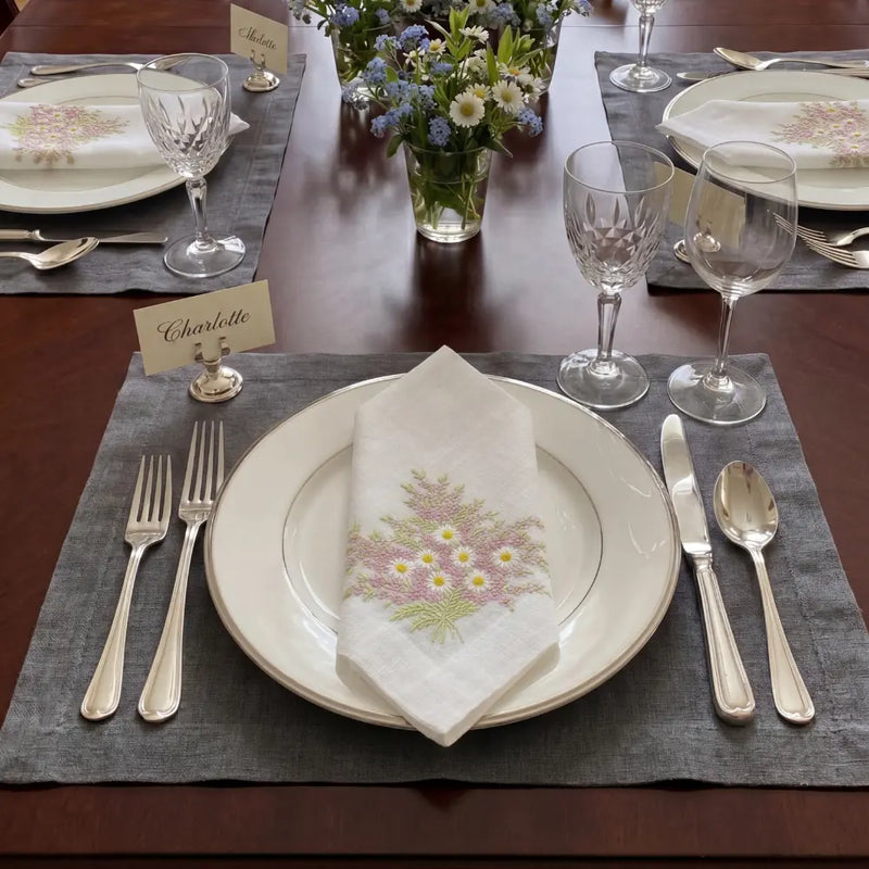 Daisy Pure Linen Dinner Napkin - Set of 4