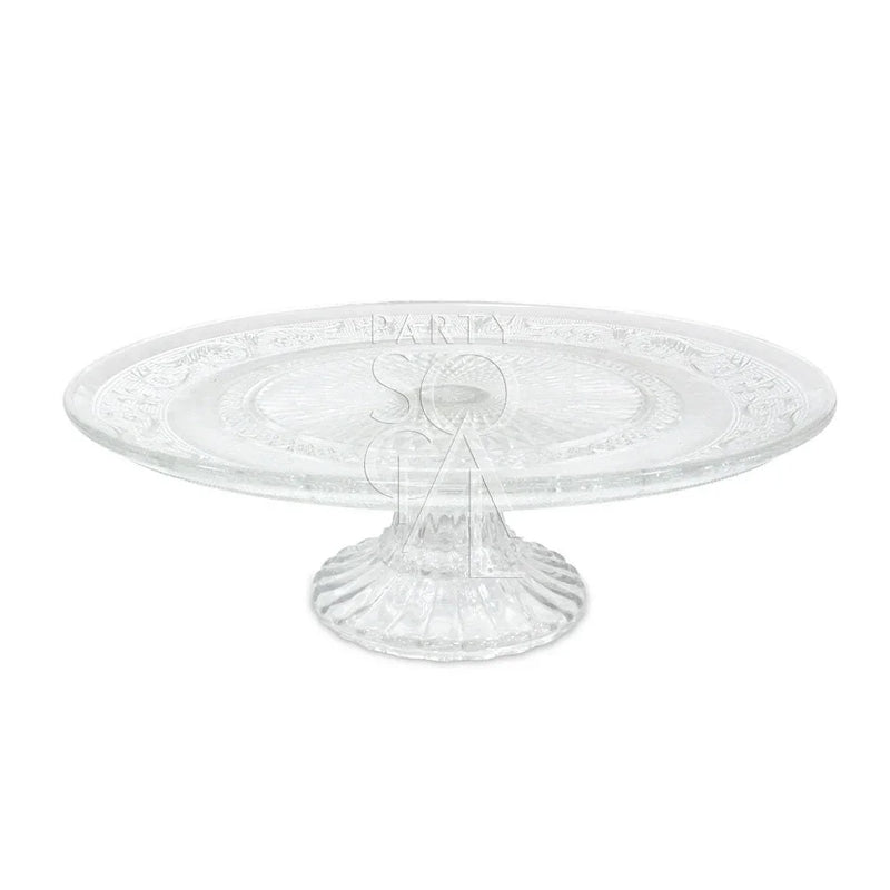 Cake Stand - Clear Etched Glass