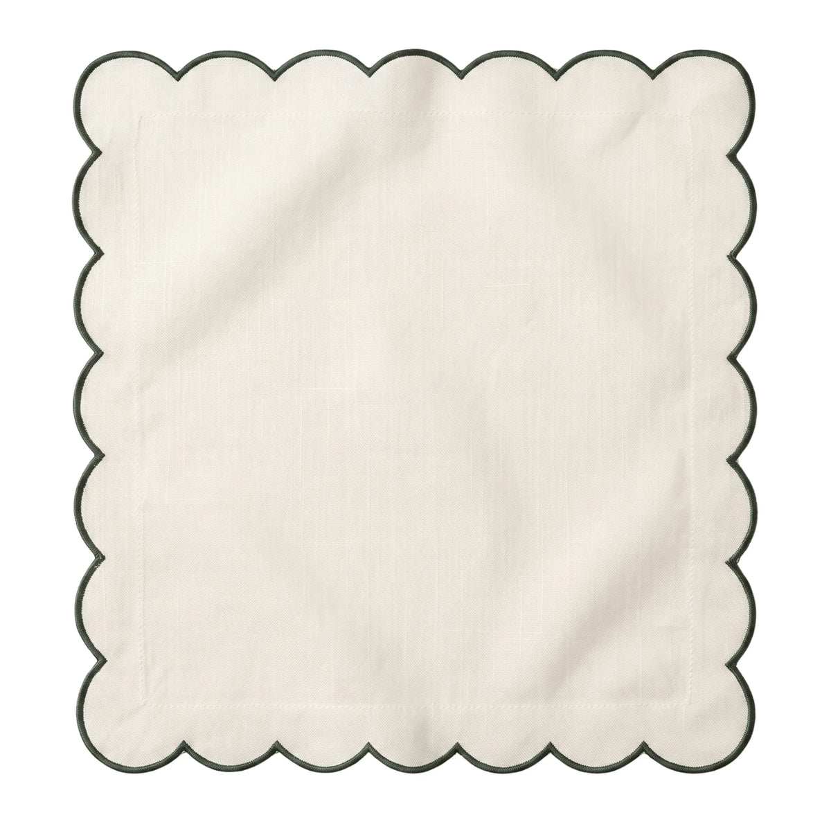 Forest Green Scalloped Napkins – Set of 4