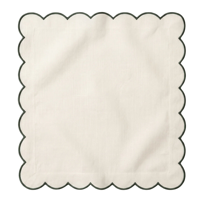 Forest Green Scalloped Napkins – Set of 4
