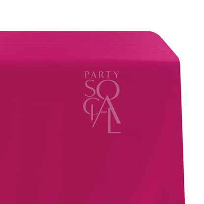 Rectangular Tablecloth Satin, premium satin tablecloth ideal for special occasions, featuring a subtle logo design. Perfect for events, weddings, and parties.