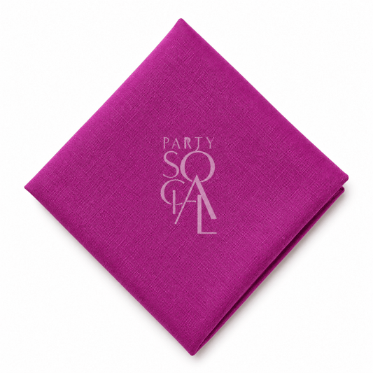 A square Fuchsia Purple linen napkin displayed diagonally on a clean white background.