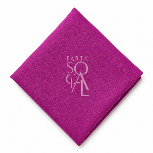 A square Fuchsia Purple linen napkin displayed diagonally on a clean white background.