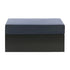 SOFA ISLAND: Modern seating piece with a sleek, black and grey box design, ideal for event lounges. Dimensions: 100cm x 100cm x 45cm.
