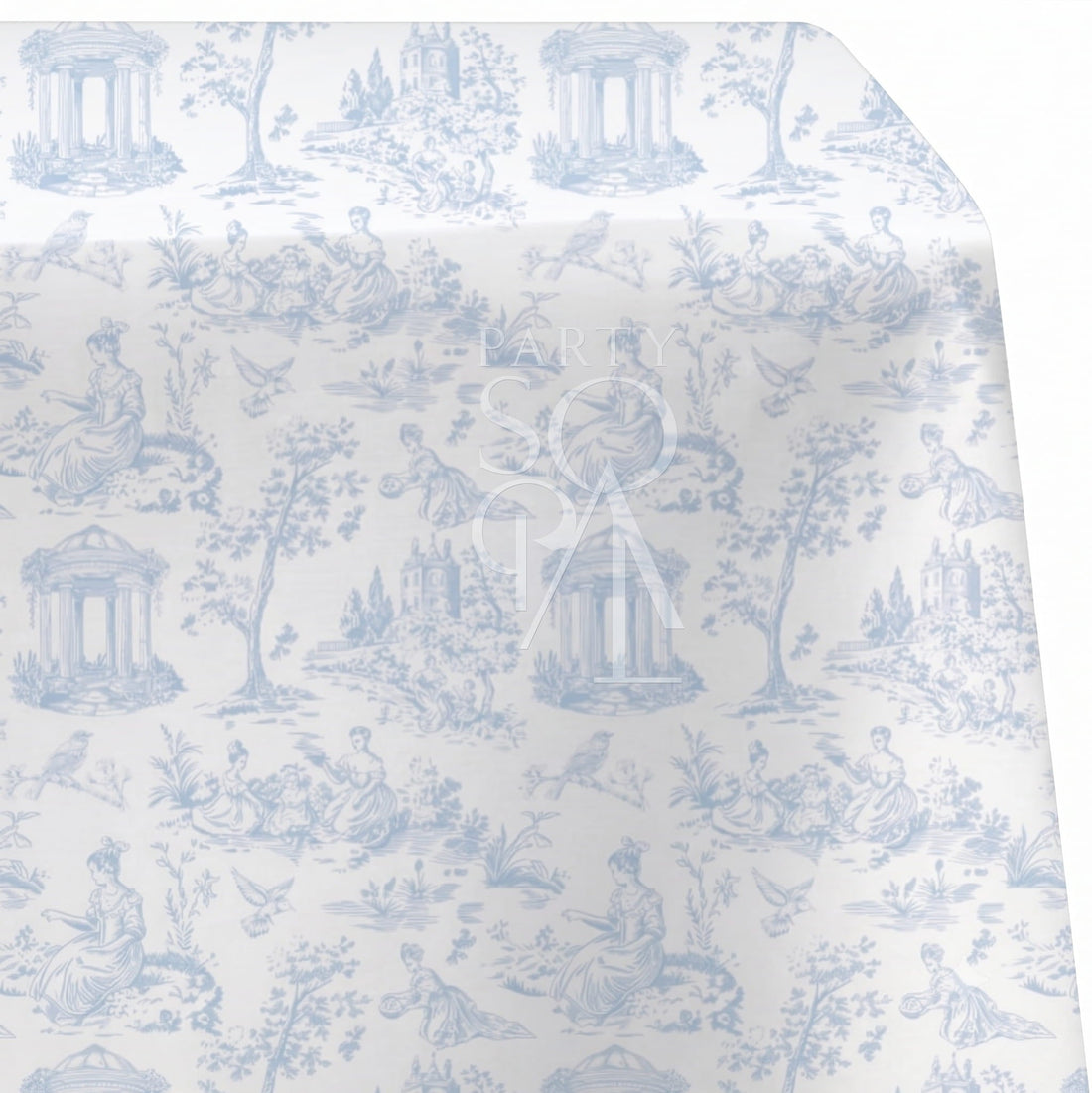 Powder Blue Toile Rectangular Tablecloth