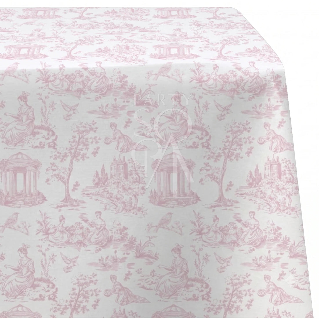 Blush Pink Toile Rectangular Tablecloth