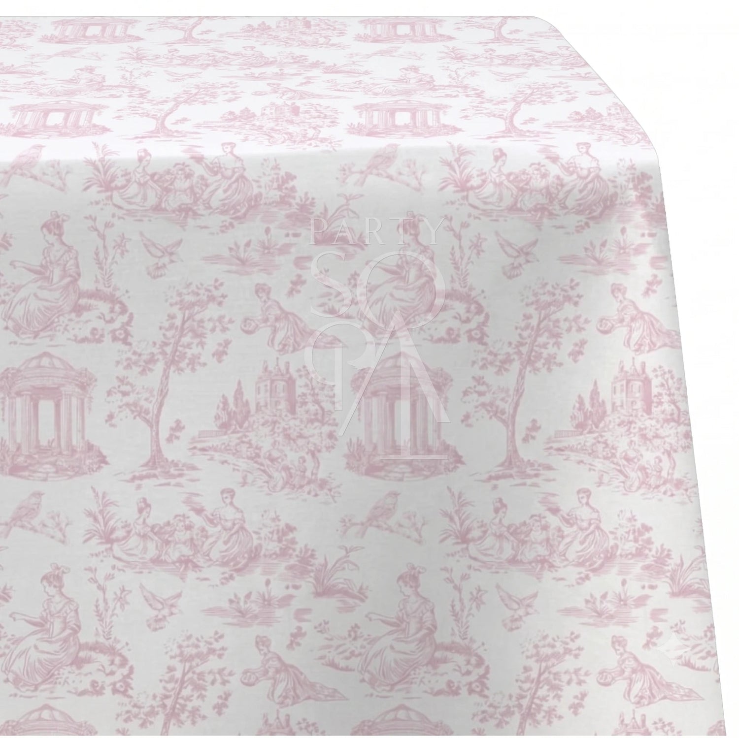 Blush Pink Toile Rectangular Tablecloth