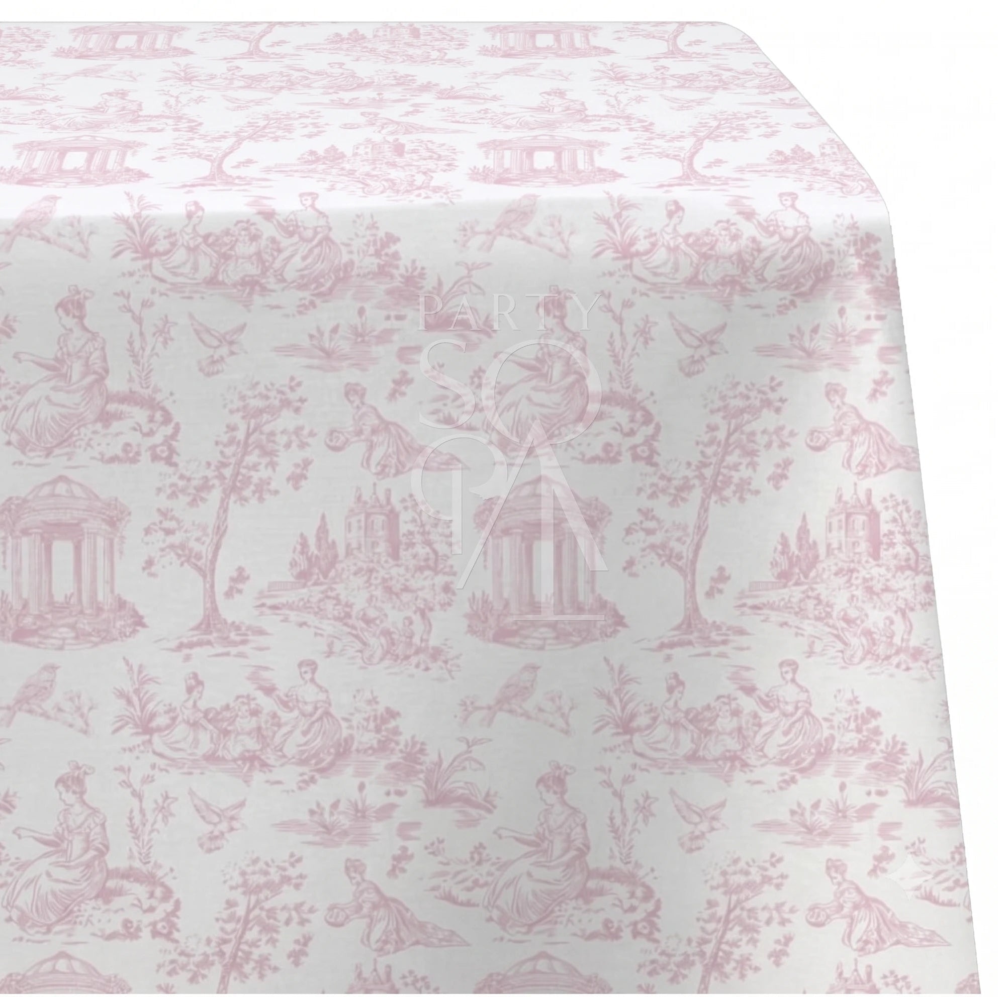 Blush Pink Toile Rectangular Tablecloth