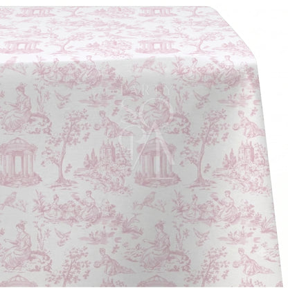 Blush Pink Toile Rectangular Tablecloth