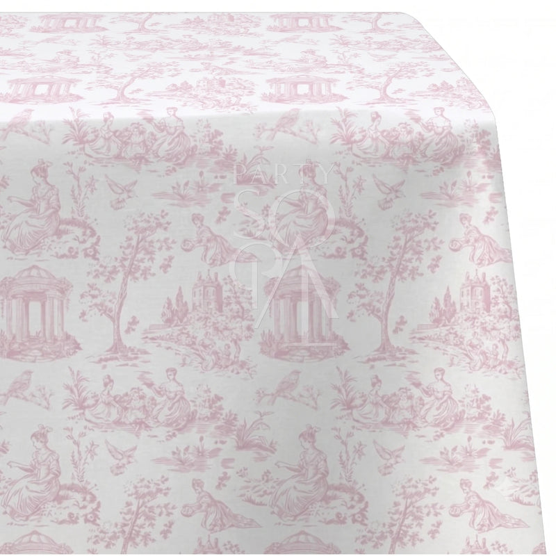 Blush Pink Toile Rectangular Tablecloth