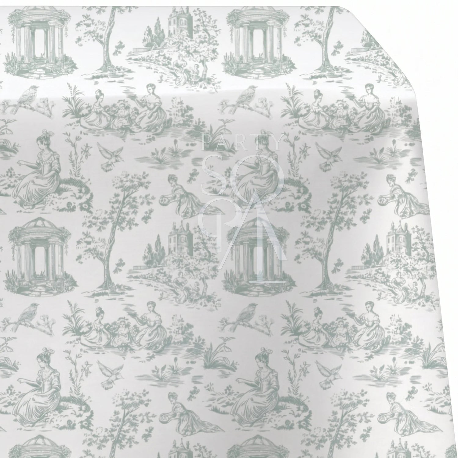 Sage Green Toile Rectangular Tablecloth