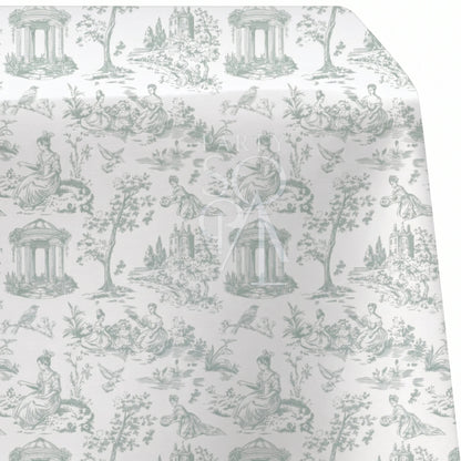 Sage Green Toile Rectangular Tablecloth