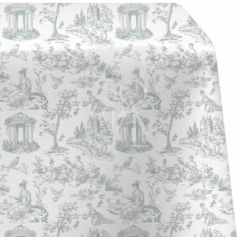 Sage Green Toile Rectangular Tablecloth