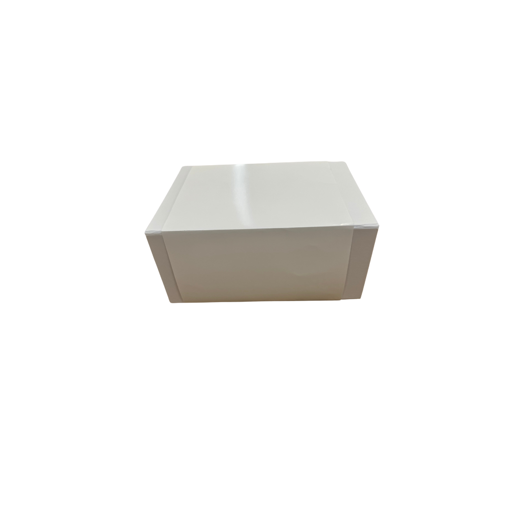 White Gift Box with a lid, perfect for elegantly presenting gifts, featuring durable heavy-duty paper and a premium magnetic fold-over closure.