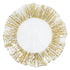 CHARGER PLATE - GOLD LEAF: Elegant white and gold veined glass plate, perfect for enhancing table settings at any special occasion. Diameter: 33cm.